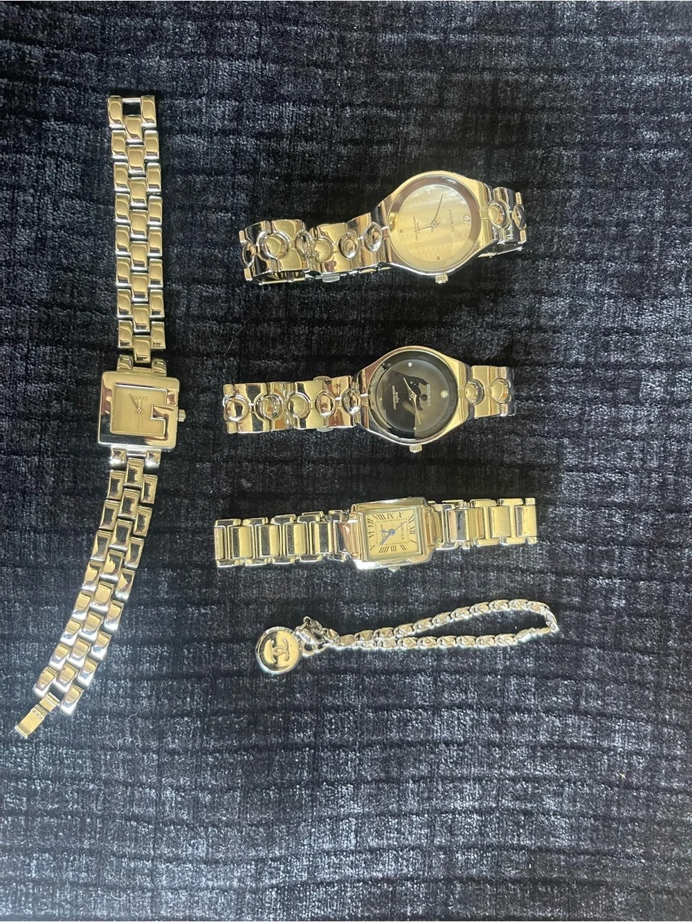 4 Assorted Silver-Tone Watch Bracelet Set - & one silver Bracelet